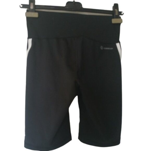 Adidas Junior Girls Aeroready Black Traincore Shorts with White Stripes Size Med - Picture 8 of 10